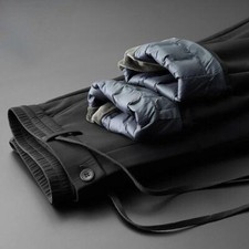 Men's Duck Down Trousers Outer Wear Straight Pants High Waist Winter Warm Thick