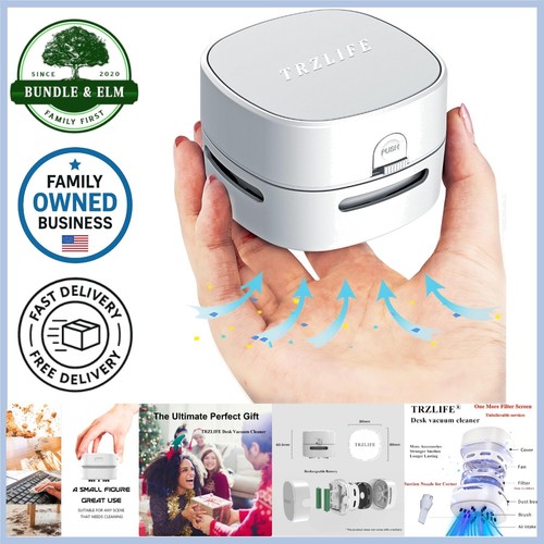 Mini Desktop Vacuum Cleaner Rechargeable Cordless Tiny Items Crumb Sucker Off...