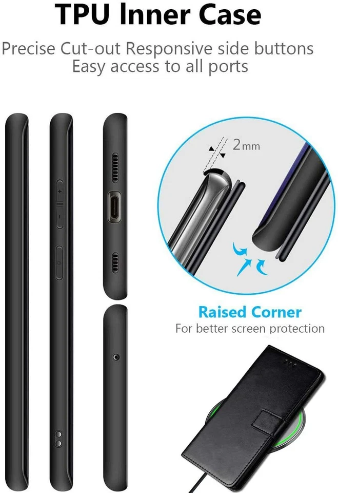 For Google Pixel 4a / 9 / 6pro / 7A Case Leather Flip Slim Wallet Phone Cover - Image 4 of 4