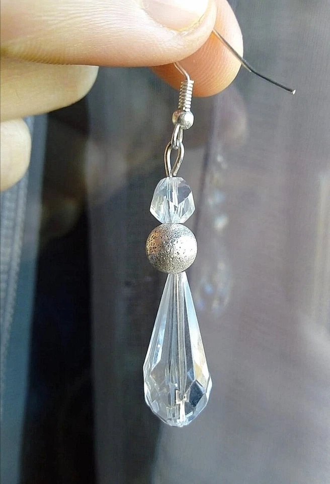 LADY GAGA ORECCHINI "A STAR IS BORN" IN ARGENTO DIAMANTATO E CRISTALLO A GOCCIA - Immagine 4 di 4