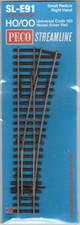 PECO SL-E91 SMALL RADIUS CURVED RIGHT TURNOUT CODE 100 RAIL ELECTROFROG