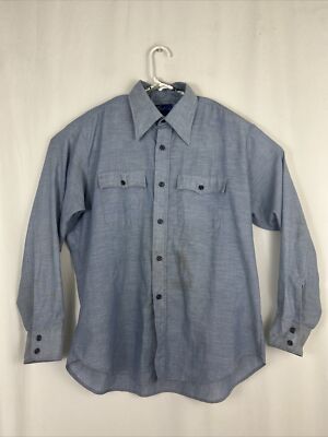 vintage copenhagen tobacco mens XL long sleeve button up denim blue JC  Penney