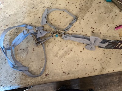 Brand new collar, harness, leash med.