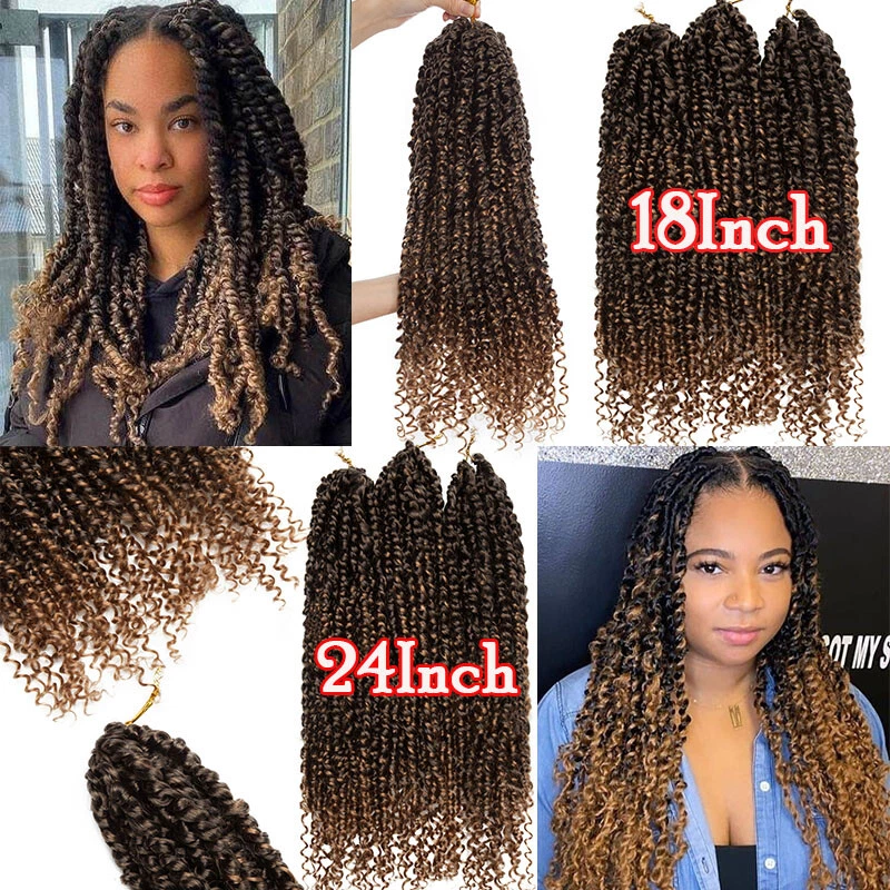 Extensiones de cabello Passion Twist rizo ganchillo pre-torcido castaño rojizo ondulado postizos EE. UU. Foto 3 de 4