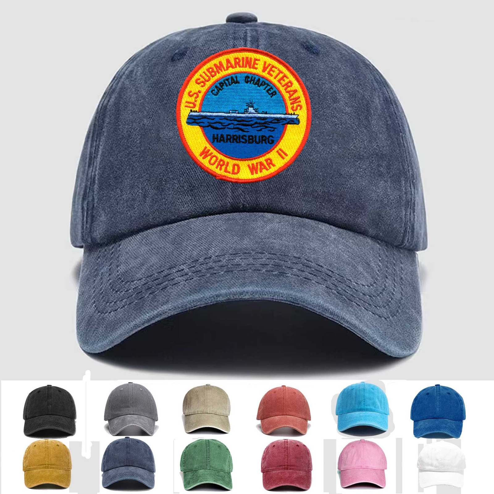 Custom Embroidered Hat Harrisburg WWII Veterans Submarine Base, Veteran Cap
