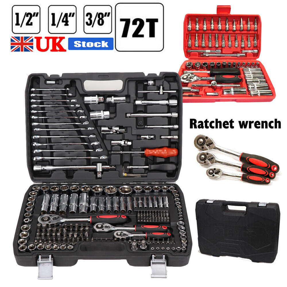 Socket Raset Tools Set Tool Set 216-Piece Professional - 1/4 3/8 1/2 Drive Socket Kit With 72 ...