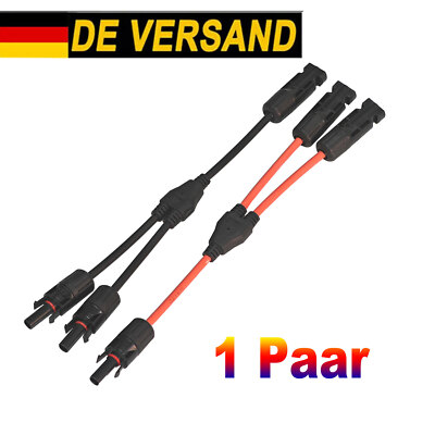 DE STOCK 1 Paar Y Solarstecker Verteiler Buchse Für Solarpanel Kabel Adapter