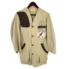 Vtg 60s Gun Club Trap Shooting Tan Jacket Patches Sz 36 Ducks Unlimited Hayes