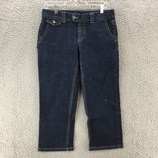 Ann Taylor Modern Fit Lindsay Waist Cropped Jeans Womens 6 Blue Dark Wash Denim