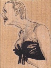 Long Necked Woman 2 1/4 x 2 3/4" Rubber Stamp, Woman Stamp, Lady Stamp