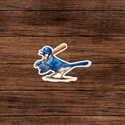 Blue Jay Baseball Player Watercolor Sticker - Sports Bird Art Decal #533