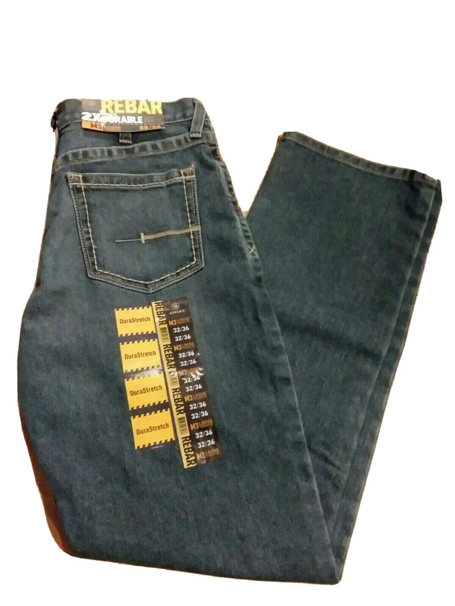 Mens 31x34 ARIAT REBAR M3 Loose Straight Leg jeans NEW