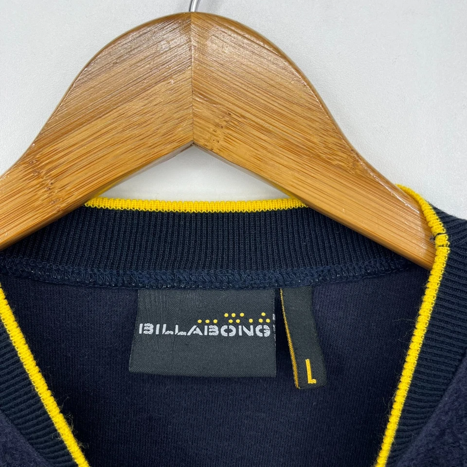 Billabong Sweater Adult Size L Navy Blue Fleece Striped Crew Neck Vintage Y2K - Image 4 of 4
