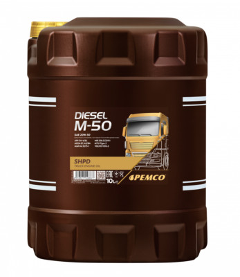 PEMCO 10 Liter DIESEL M-50 SHPD 20W-50 PM0702 API CH-4/SL ACEA E7 A3/B4