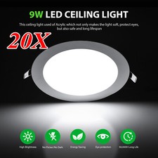 20X 9W 5" Round Cool White LED Recessed Ceiling Panel Down Lights Bulb Slim Lamp