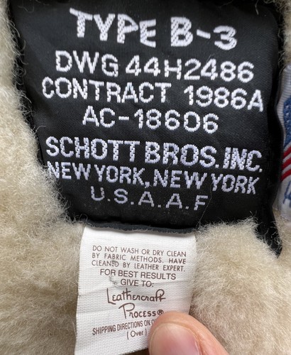 Schott Type B-3 Sheepskin Flight Jacket 46 XL XXL Brown Suede Leather Bros B3 - Picture 9 of 10