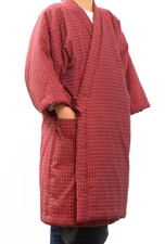 Japanese Women Kimono Hanten Warm Wear Winter Jacket Long Made in JAPAN Red