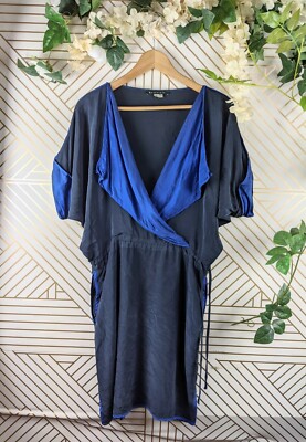 anthropologie blue silk dress Kali Blue Long Sleeve Velvet Dress main image 1