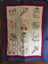 Baby/Child  s Quilt, Handmade,reversible, Toys/reverse side is Blue.   Bs 12