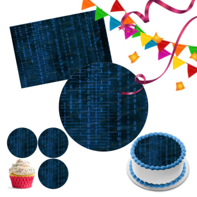 Computer Laptop Topper Party Deko essbar Geburtstag Feier Code Cupcake