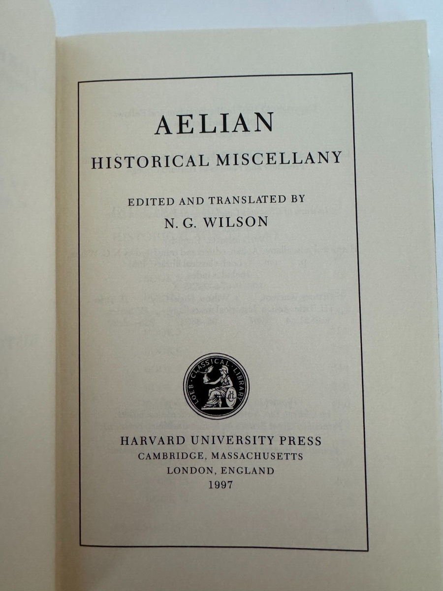 Loeb Book Classical Library Aelian Historical Miscellany Greek