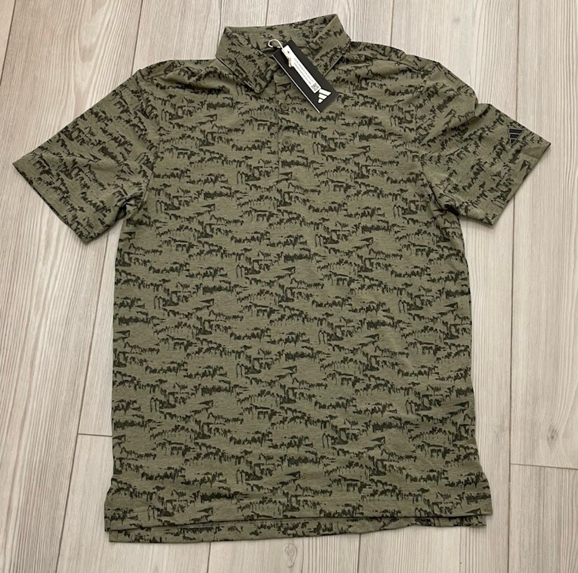 НОВОЕ мужское поло для гольфа Adidas Go-To с принтом малого размера зеленое II7836 7490₽