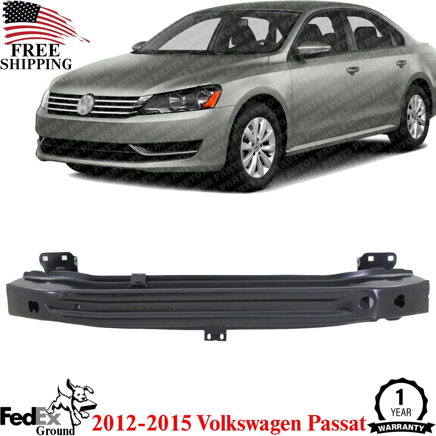 Bumper Face Bar Reinforcement Cross Member Front VW Vw1006139n 