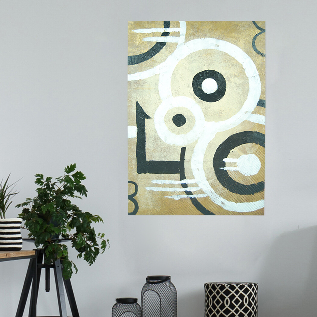 Abstract Hand Draw Art Canvas Oil Painting Home Decor Framed Circles 60x90cm