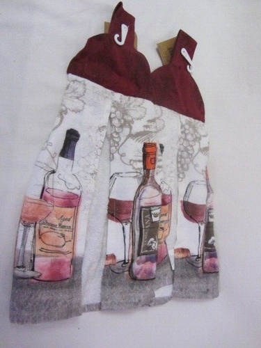 NUEVO CON ETIQUETAS JUEGO DE 2 BOTELLAS DE VINO KAY DEE CHOICE TOALLAS DE CORBATA 100% ALGODÓN - Imagen 4 de 5
