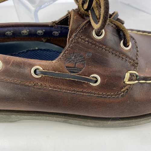 Timberland Brown Leather Boat Deck Shoes Size 7.5 M (Medium Width) 71306 4444 - Picture 2 of 12