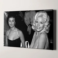 Sophia Loren Jayne Mansfield Side Eye 1950s 1960s Girls Canvas Wall Art Print