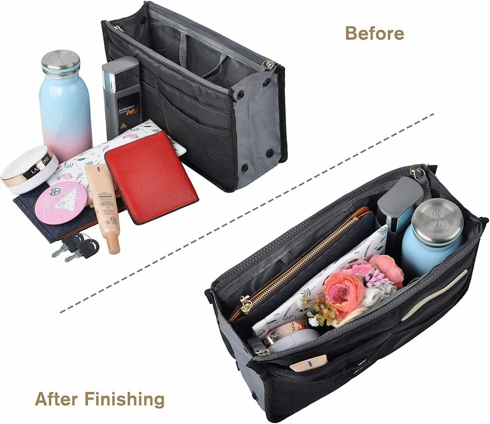Bolso Organizador de Mano Bolso Inserto Mujeres Viaje Grande Forro Bolso de Mano Cartera Dama Maquillaje Foto 4 de 4