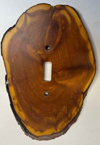 Vintage Juniper Light Switch Plate Cover Cut Live Edge Oval Vintage 1980’s - Picture 2 of 6