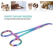 Stainless Steel Pet Dog Cat Ear Hair Puller Remover Tweezers Curved Tip Cleaning
