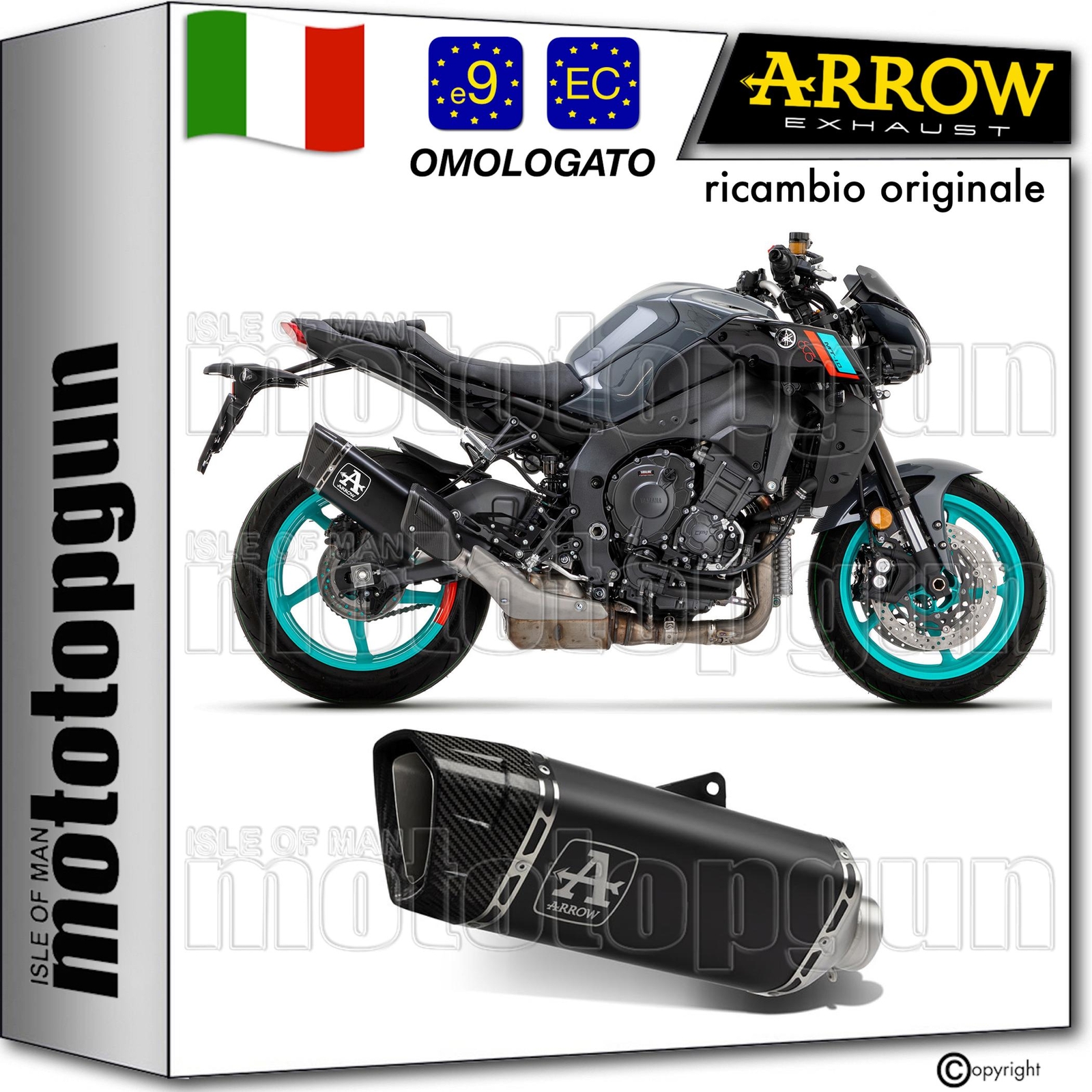 ARROW SCARICO OMOLOGATO PISTA TITANIO NERO C YAMAHA MT10 MT-10 2022 22 2023 23