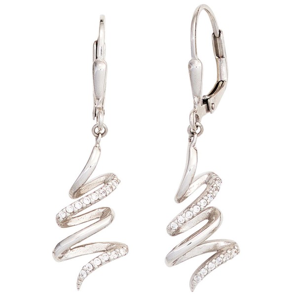 Boutons OhrhäNger Ohrringe Schlangen Mit Zirkonia Weiß 925 Silber, Damen-image