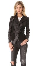 Nwt Catherine Malandrino Alfreda Quilted Leather Ponte Jacket Blazer Coat Sz 8