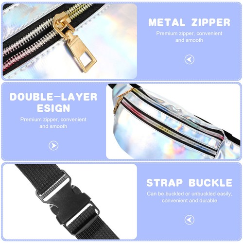 LUOEM 1PC Fashion Holographic PU Shining Fanny Pack Waist Packs for - Picture 5 of 12