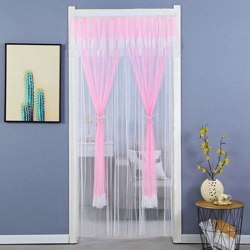 Mesh Lace Embroidery Drapes Double Layer Pleated Bedroom Door Curtain Home Decor - Picture 17 of 29