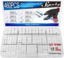 460PCS Non Insulated Butt Connectors Kit, Butt Splice Connectors, 24-8 Gauge