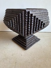 BEST MONUMENTAL TRAMP ART PLANTER FOLK ART PRIMITIVE CHIP CARVED 1900s PYRAMID