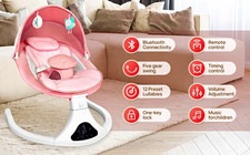 Pink Infant Baby Swing Bluetooth Remote, 5-Speed, Music, Timer Canopy Toys CR018