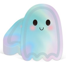 40 Pcs Halloween Ghost Paper Plates Iridescent Cute Boo Disposable Plates Foil G