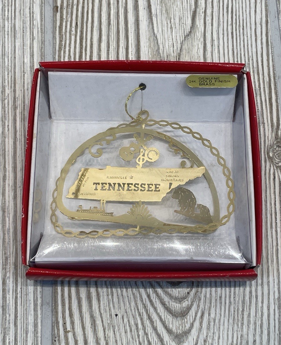 Nation's Treasures Tennessee Christmas Ornament 24K Gold Finish