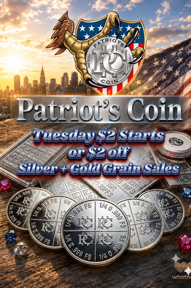 TUESDAY $2 Starts or $2 off all SILVER!! NEW CARDS & COPPER BARS!!