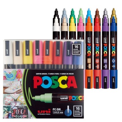 Uni Paint Marker PC-5M Medium Bullet Standard Colors Set of 16