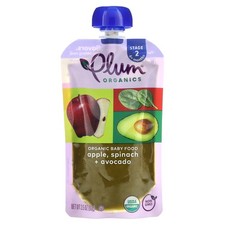 Organic Baby Food, 6 Months, Apple, Spinach  Avocado, 3.5 oz 99 g 