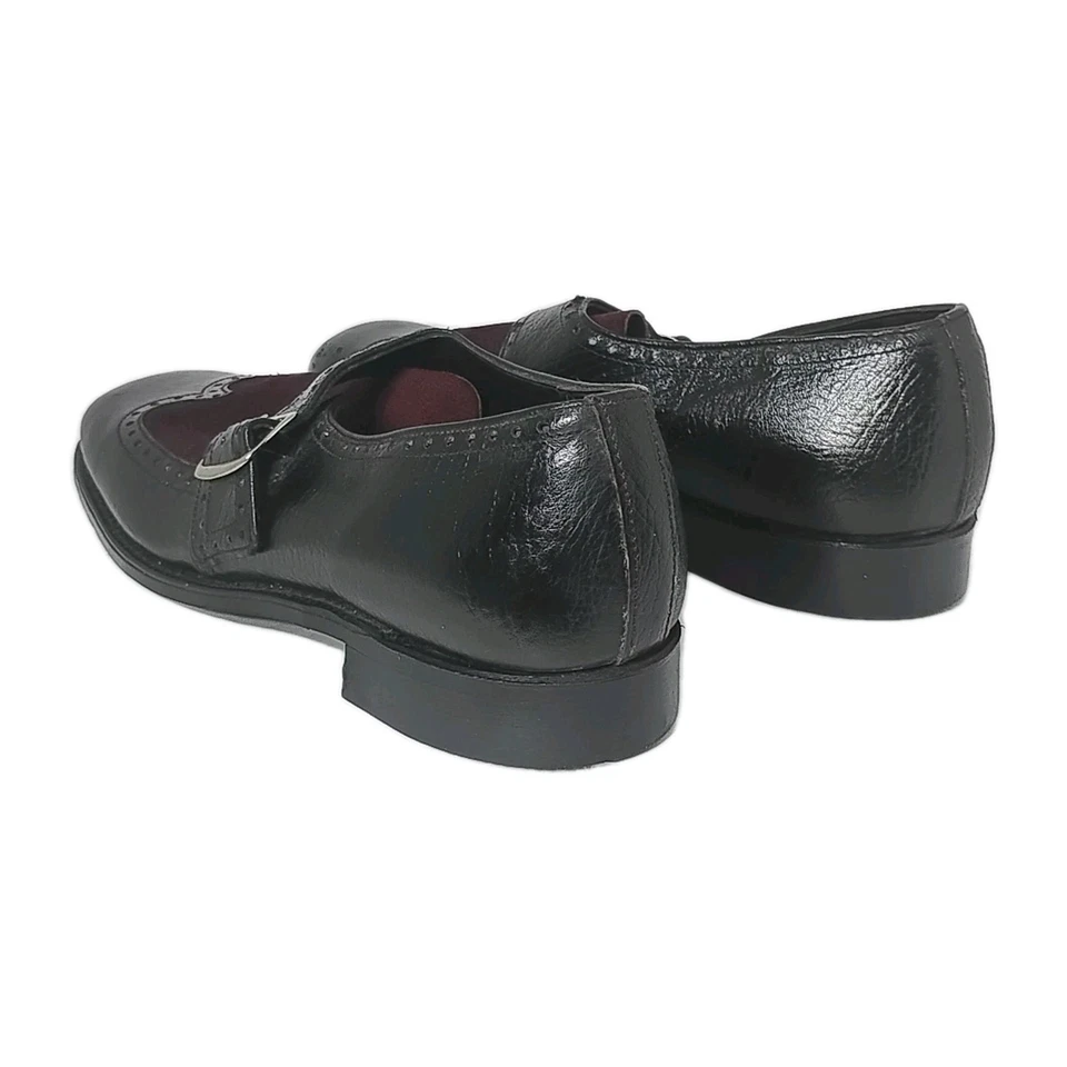 Zapatos/gamuza vintage Deadstock Sandy Mcgee años 70 raro cuero negro/hebilla Foto 4 de 4