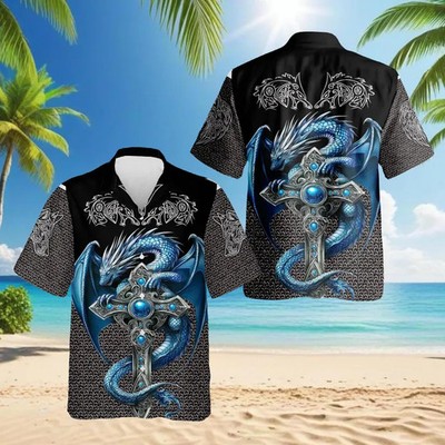 Mens Ice Gothic Dragon Hawaiian Shirt