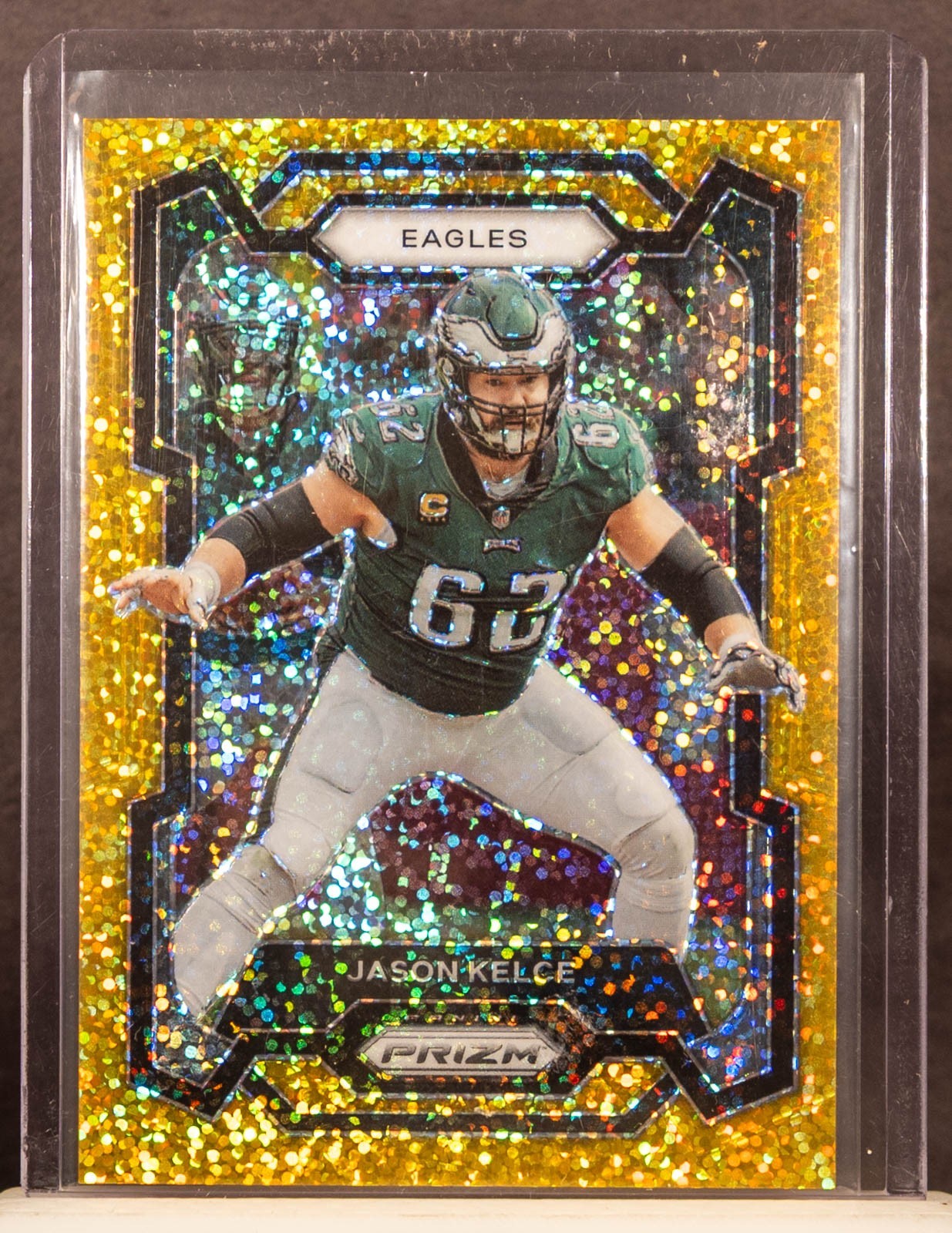 Jason Kelce 2023 Panini Prizm 245 Gold Sparkle Prizm /24